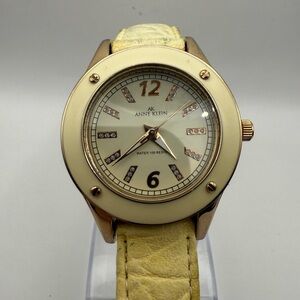 Anne Klein 10/9054 Ceramic Bezel Leather Analog Women's Watch (New Battery)